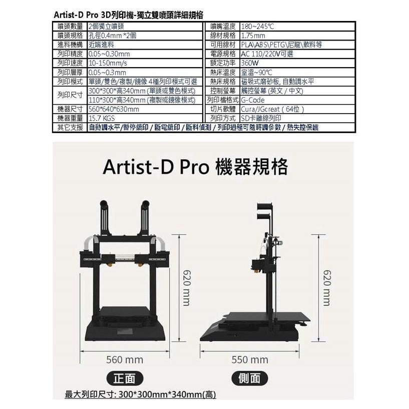 [GND3dp] 雙噴頭3D列印機 台灣總代理 【ARTIST-D Pro 獨立雙噴頭】2023最新款 3D印表機-細節圖3