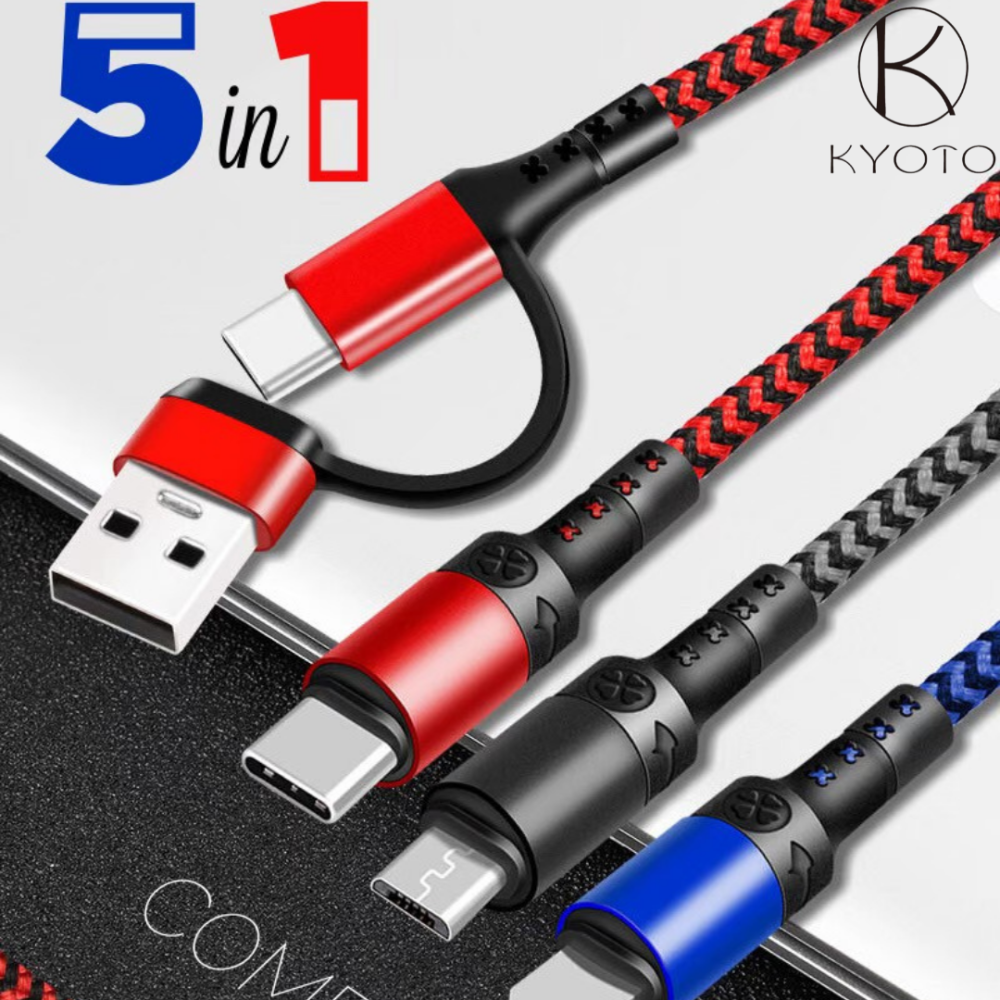 HOHODA【K 科技KYOTO】USB C 5合1 二拖三 萬用線 QC3.0 充電線 Type-C L MICRO-細節圖2