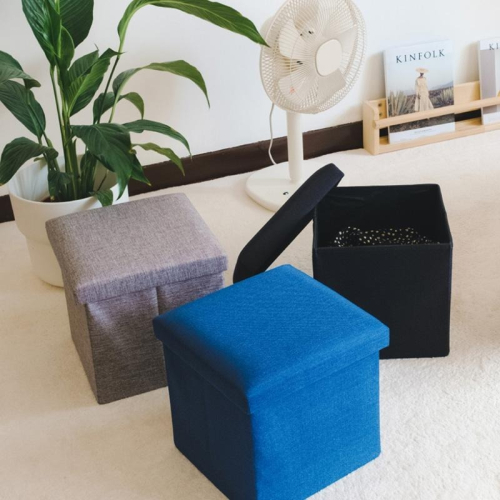 UdiLife 生活大師 品田日居 麻布收納凳 方形 黑/灰/藍 三色可選 麻棉收納椅 收納箱 儲物椅