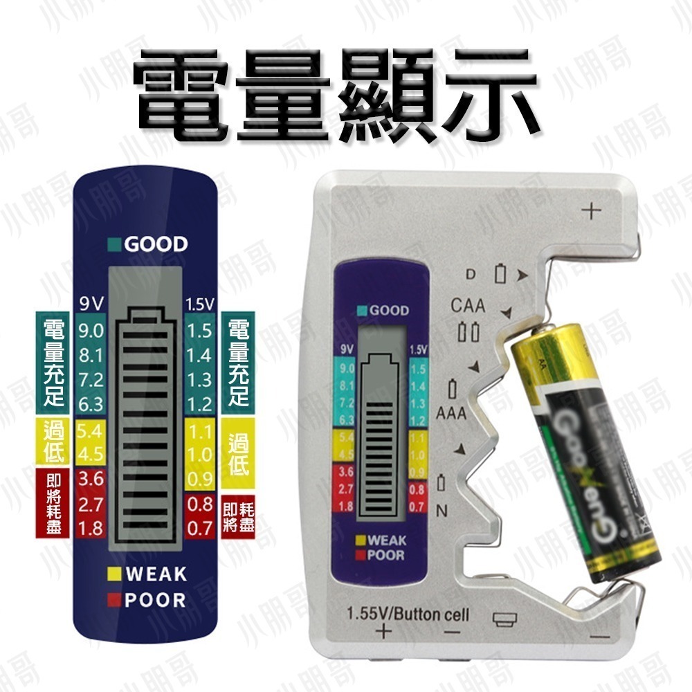 電池檢測器 【台灣現貨】 電池容量測試儀 充電電池 電池電量檢測器 電池檢測 電池 9v 電池 測量儀 3號電池 小朋哥-細節圖2