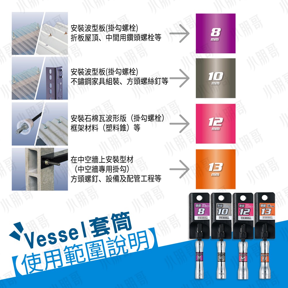 日本 VESSEL 套筒【台灣現貨】六角套筒 長套筒 十字頭套筒 螺母套筒 深孔套筒 鋼鍛套筒 六角柄深孔起子套筒-細節圖2