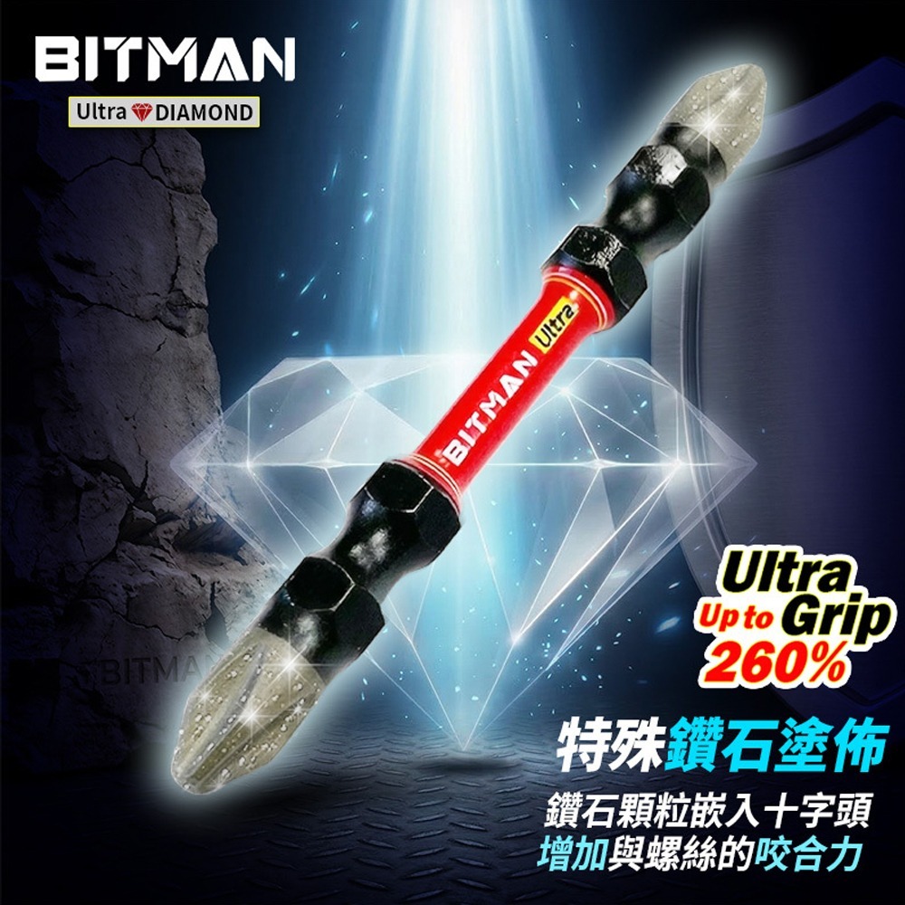 地表最強 BITMAN 鑽石起子頭 六角柄 PH2 雙頭起子頭 十字起子 十字起子頭 電鑽 鑽頭 小朋哥-細節圖3
