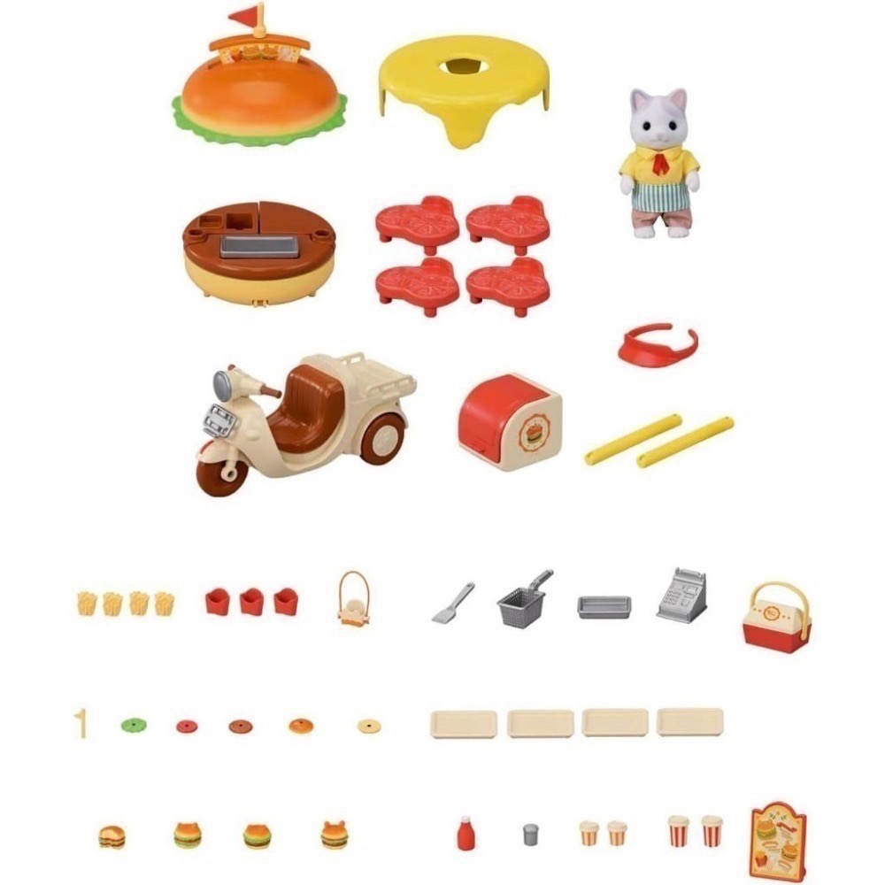 日本購入 全新 正版 森林家族 漢堡店 速食店 漢堡車 漢堡 餐車 樂園漢堡攤-細節圖3