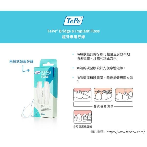 TePe Bridge & Implant Floss 植牙專用牙線 30入/盒 ~瑞典製造~-細節圖3