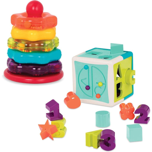 [全新現貨]美國 Battat 堆疊戒指 形狀分類方塊 形狀 分類 堆疊 寶寶玩具 1歲 套圈圈 B.Toys 歡樂立方