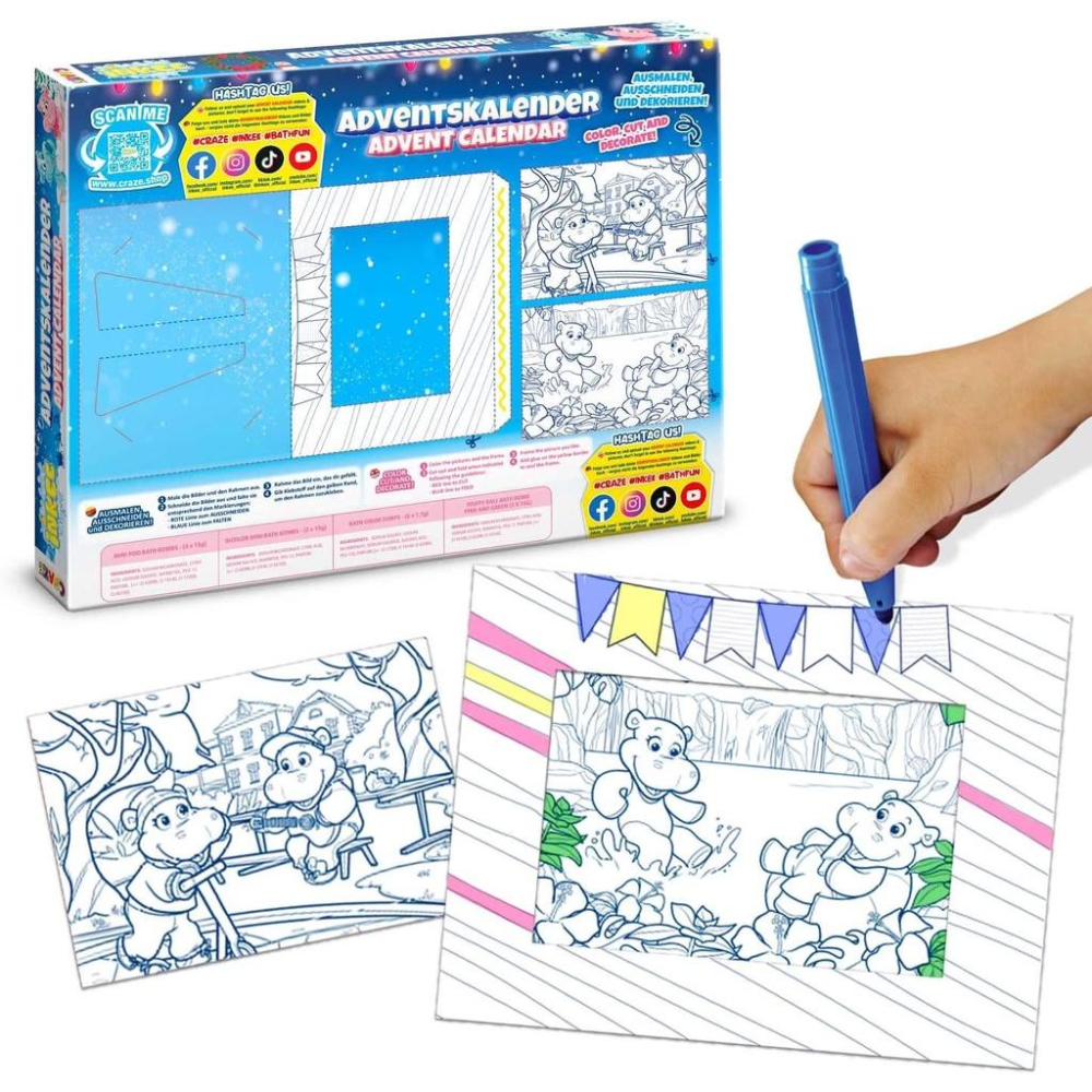 [全新在台現貨]德國 CRAZE 河馬尋寶泡泡球 聖誕日曆 降臨曆 降臨日曆 戳戳樂 聖誕倒數-細節圖6