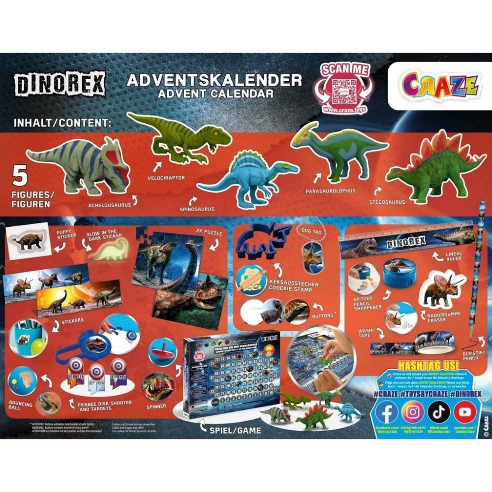 [全新在台現貨]德國 CRAZE 恐龍 聖誕日曆 降臨曆 降臨日曆 聖誕降臨曆 聖誕倒數 craze 恐龍 戳戳樂-細節圖2