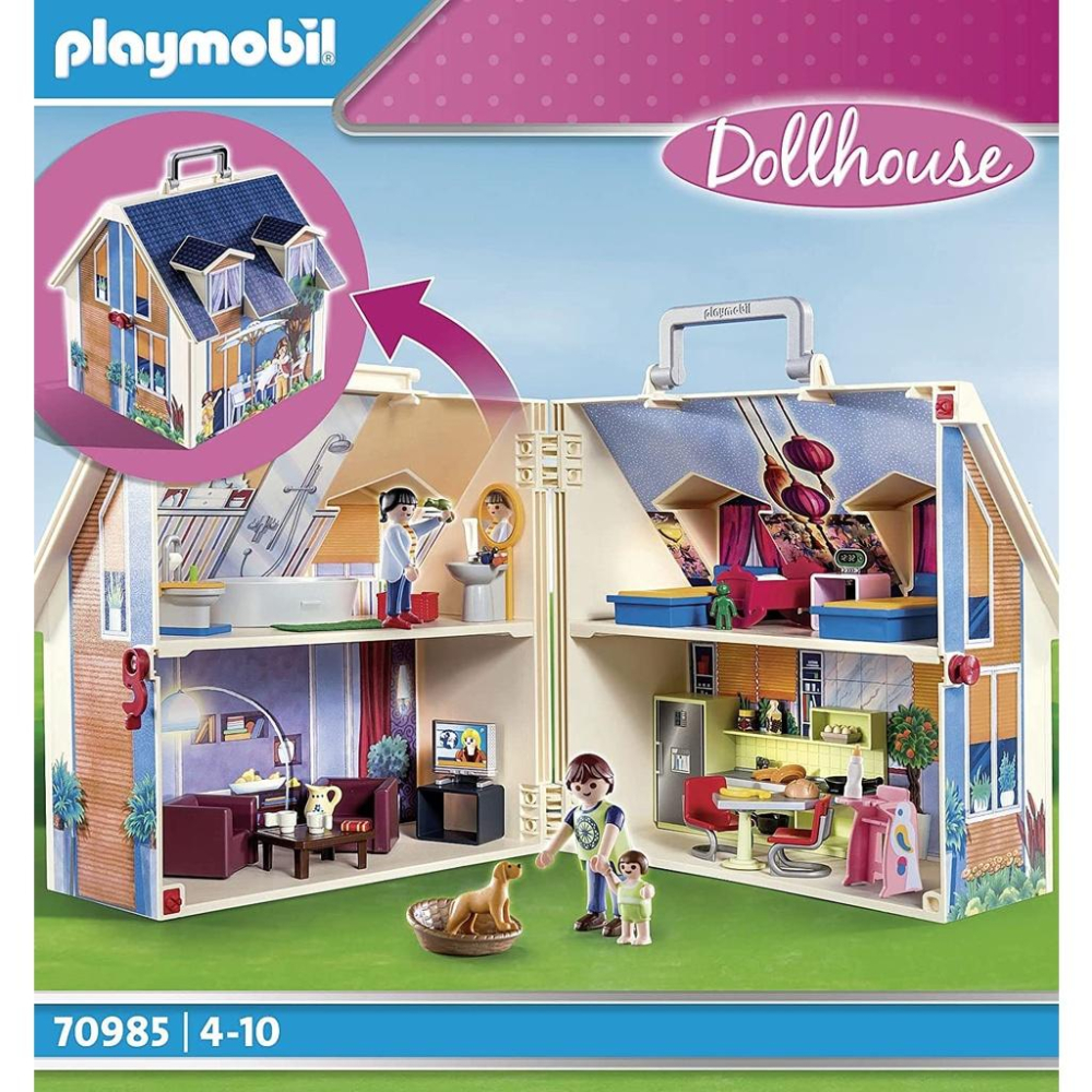 [全新現貨] 摩比人 摩比 Playmobil 70985 手提娃娃屋 帶著走娃娃屋-細節圖3