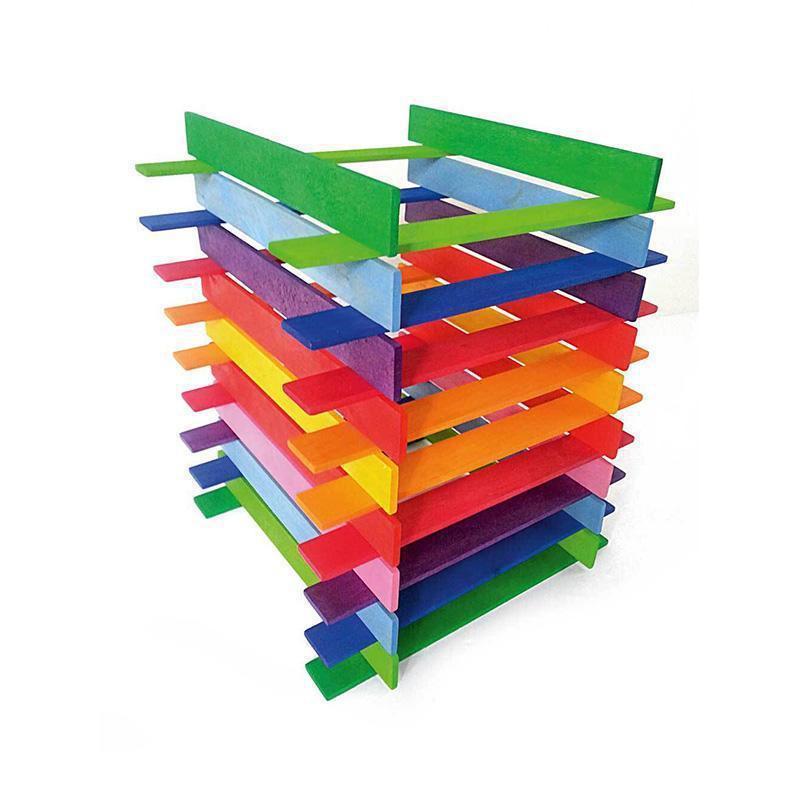 [全新現貨] 德國 Bauspiel 手工 彩虹建構棒 彩虹積木 積木 木製 彩虹 德國製-細節圖3