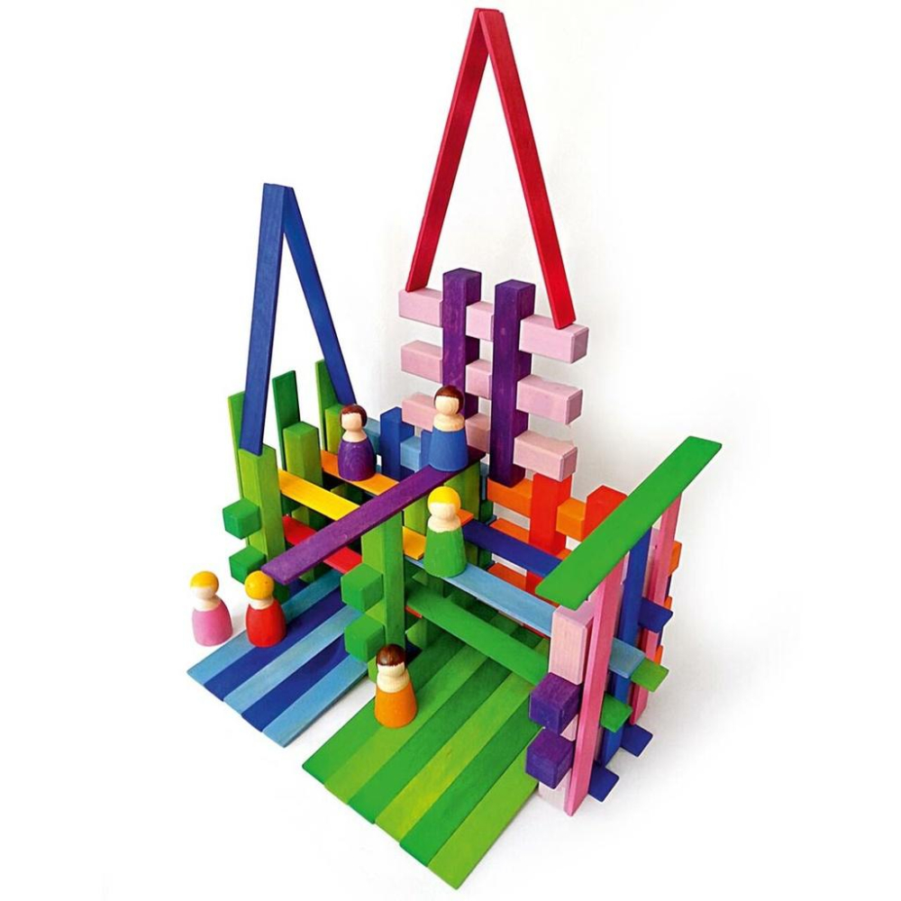 [全新現貨] 德國 Bauspiel 手工 彩虹建構棒 彩虹積木 積木 木製 彩虹 德國製-細節圖7