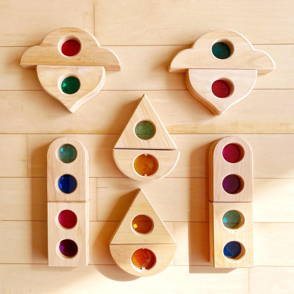 [全新現貨] 德國 Bauspiel 手工寶石積木 童話櫥窗 自然色組 德國製 寶石 透光 手工 建築 積木 木製-細節圖2