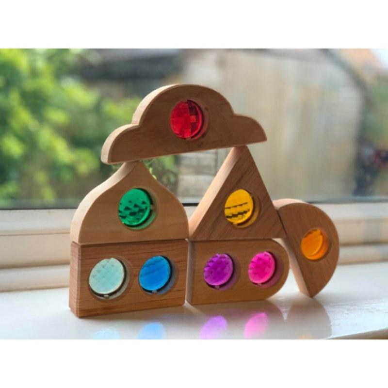 [全新現貨] 德國 Bauspiel 手工寶石積木 童話櫥窗 自然色組 德國製 寶石 透光 手工 建築 積木 木製-細節圖4