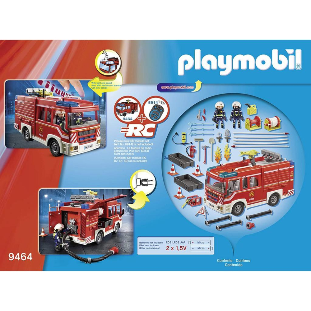 [全新未拆現貨]德國 PLAYMOBIL 摩比 9464 消防車 聲光效果 仿真  city action系列-細節圖7