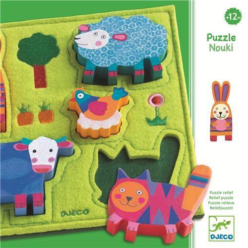 [全新未拆現貨] 法國 DJECO 智荷 農場動物 五片拼圖 崁入式 木 拼圖 專櫃價920-細節圖2