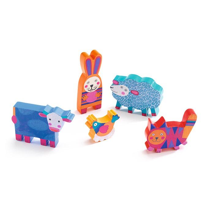 [全新未拆現貨] 法國 DJECO 智荷 農場動物 五片拼圖 崁入式 木 拼圖 專櫃價920-細節圖3