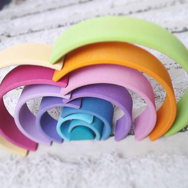 [全新未拆現貨] 德國 Grimm’s 手工 彩虹積木 彩虹隧道 粉彩色 大型 彩虹 Grimms rainbow-細節圖2