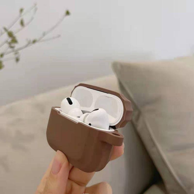 【熱銷款】梯形咖啡/奶色AirPods 3代 pro 2保護套 1代 2代 藍芽耳機保護套 耳機殼 矽膠套 禮物-細節圖2