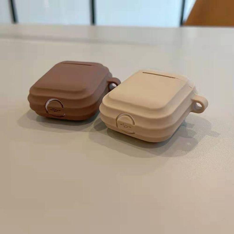 【熱銷款】梯形咖啡/奶色AirPods 3代 pro 2保護套 1代 2代 藍芽耳機保護套 耳機殼 矽膠套 禮物-細節圖6