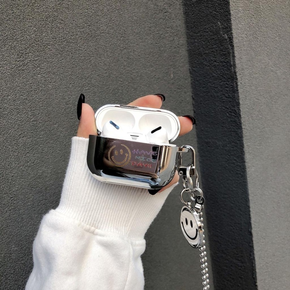 高檔電鍍可愛笑臉AirPods Pro 2 3代 2代保護套 1代蘋果pro耳機套 藍牙耳機殼 創意 生日禮物 批發-細節圖3