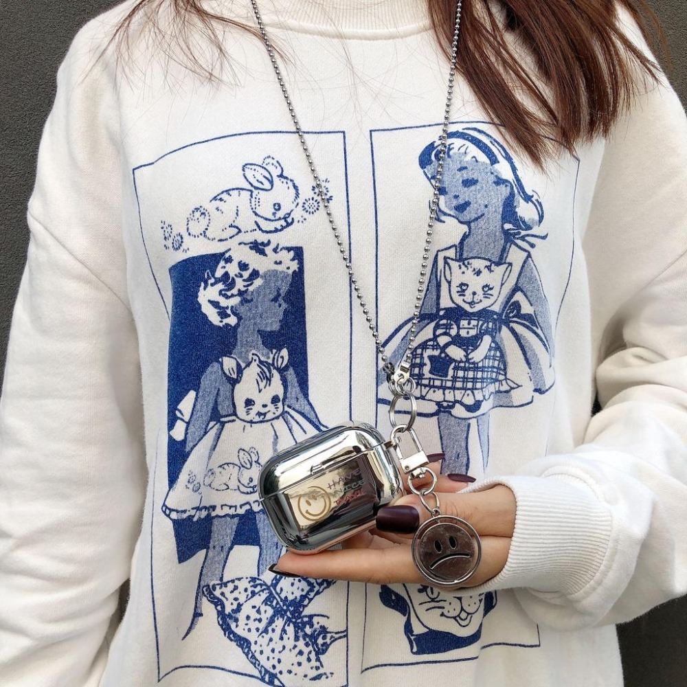 高檔電鍍可愛笑臉AirPods Pro 2 3代 2代保護套 1代蘋果pro耳機套 藍牙耳機殼 創意 生日禮物 批發-細節圖4