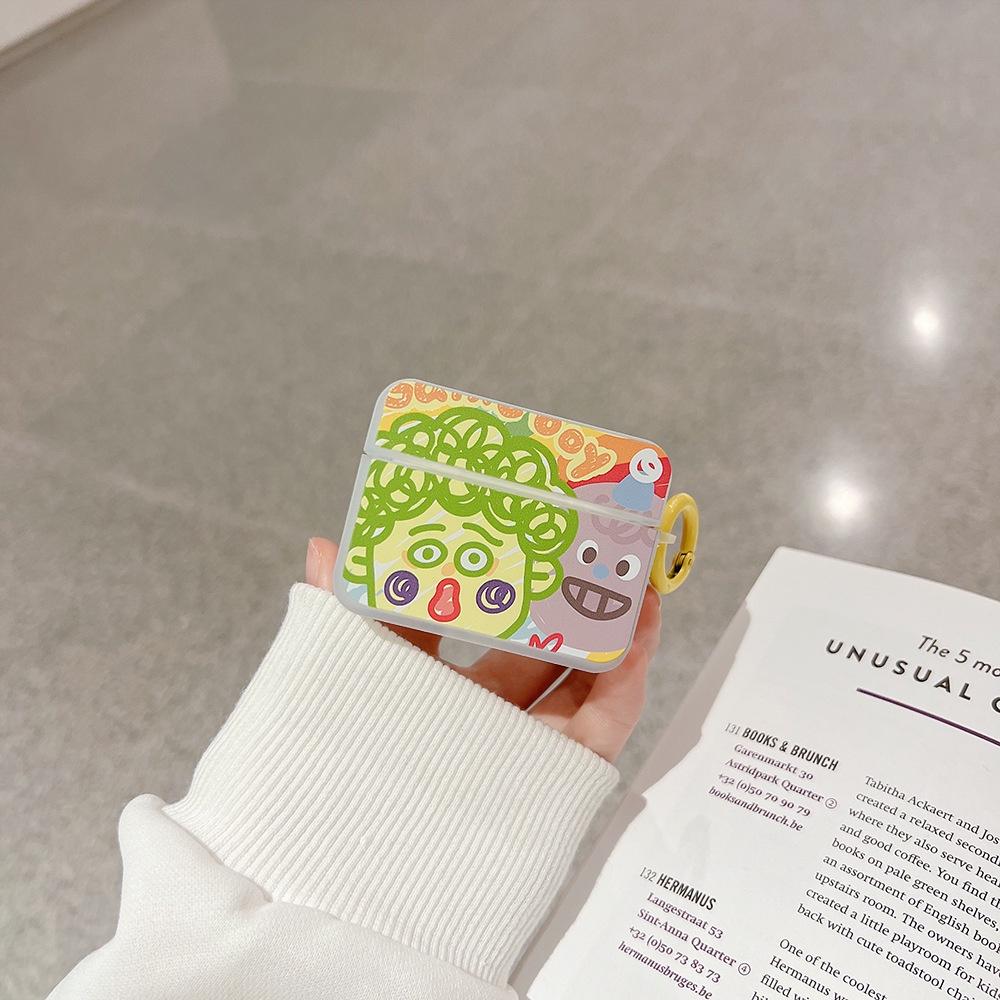 塗鴉小男生方形AirPods 3代 Pro 2代保護套 1代蘋果pro耳機套矽膠防摔保護 藍牙耳機殼 創意女生 禮物-細節圖3