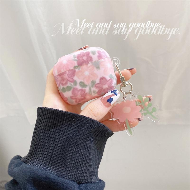 油畫小粉花AirPods3 保護套 Pro 2保護套 1代 2代 3代藍牙耳機套 矽膠防摔保護套 耳機殼IMD 禮物-細節圖5