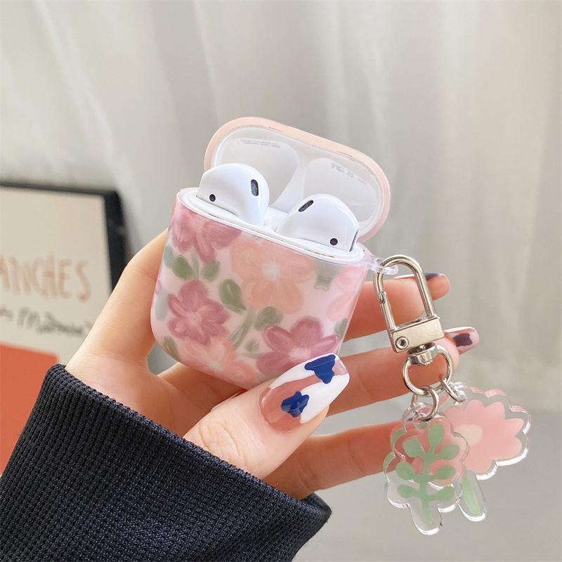 油畫小粉花AirPods3 保護套 Pro 2保護套 1代 2代 3代藍牙耳機套 矽膠防摔保護套 耳機殼IMD 禮物-細節圖7