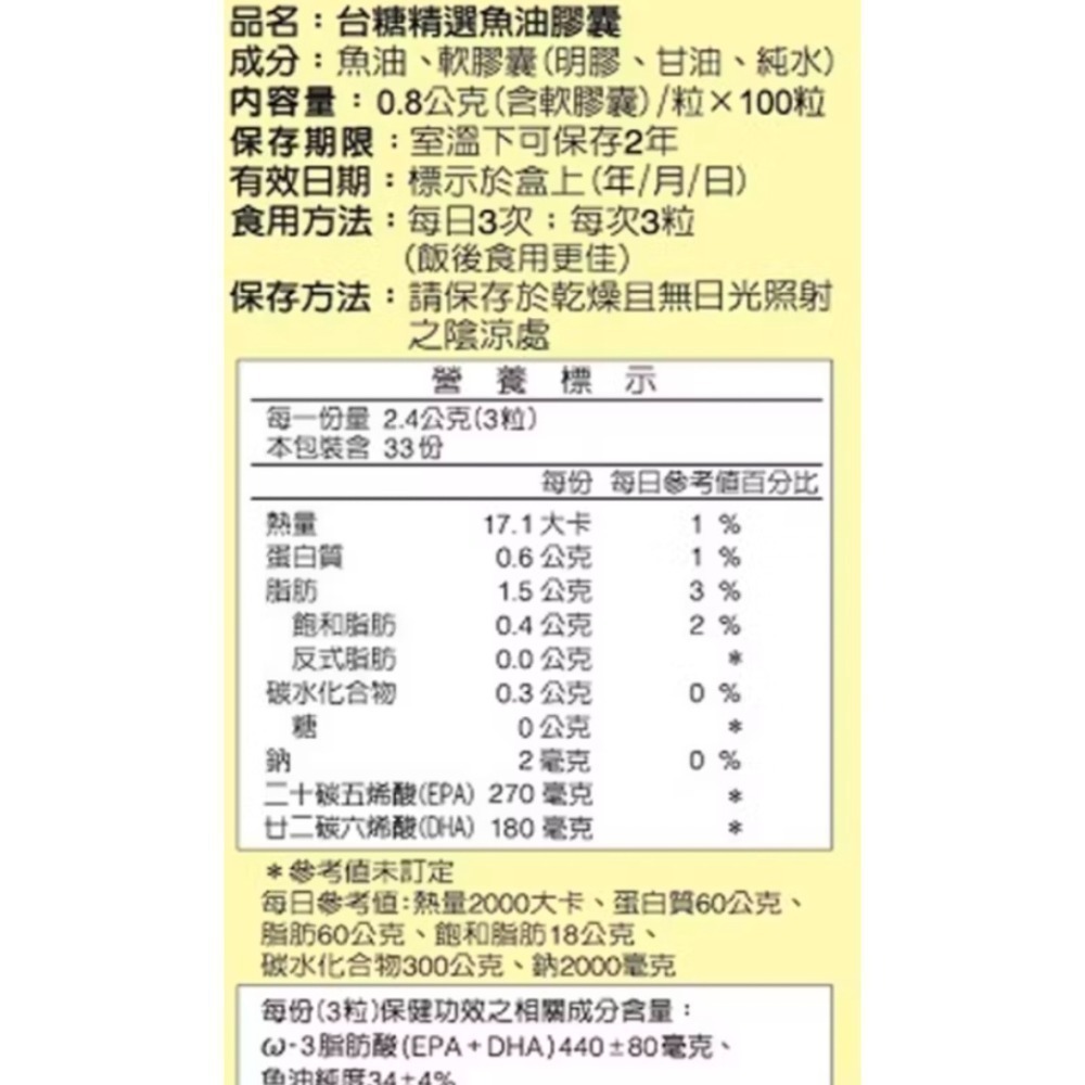 台糖健字號認證精選魚油100粒裝-細節圖3