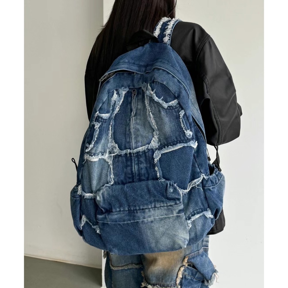 牛仔鬚布後背包-細節圖2