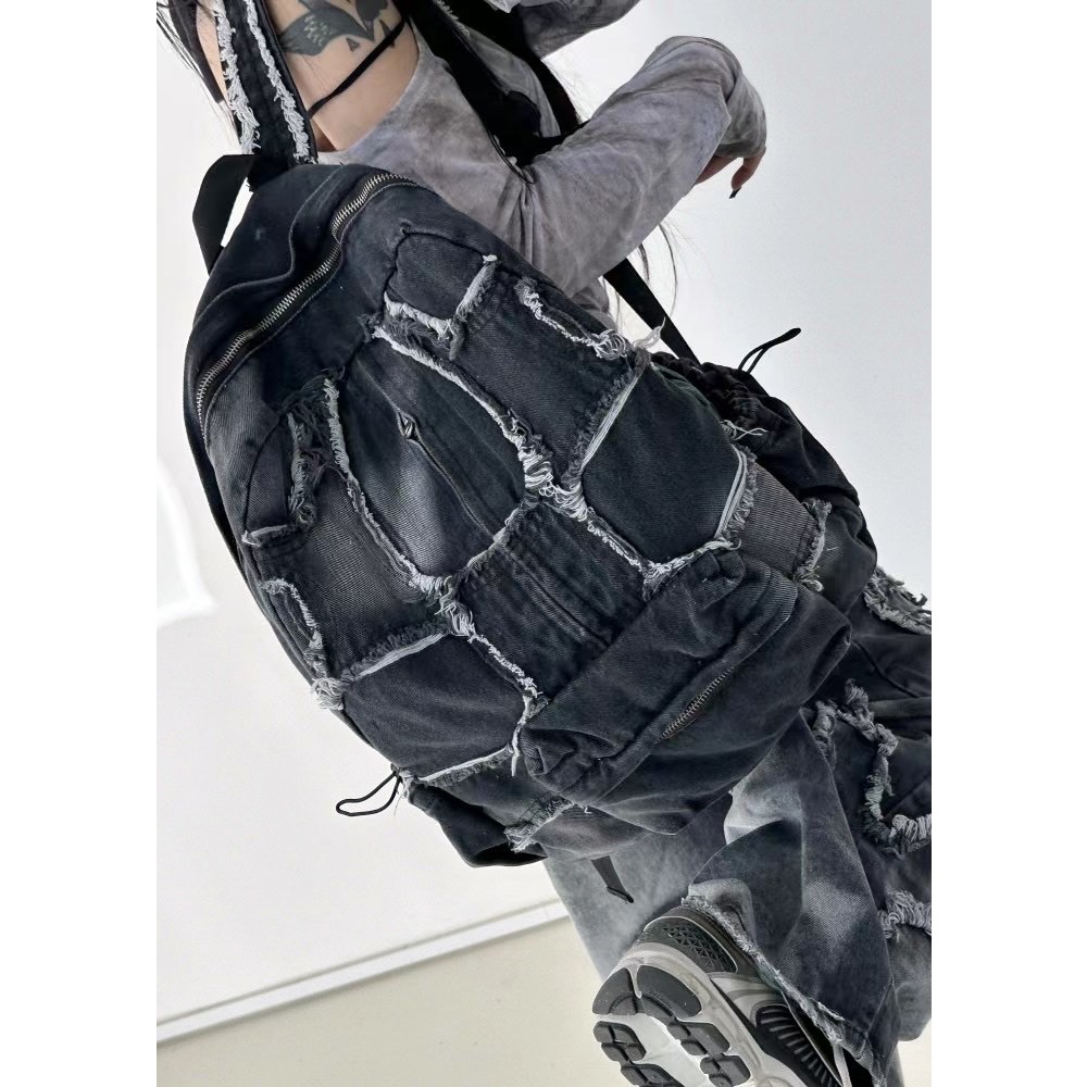 牛仔鬚布後背包-細節圖4