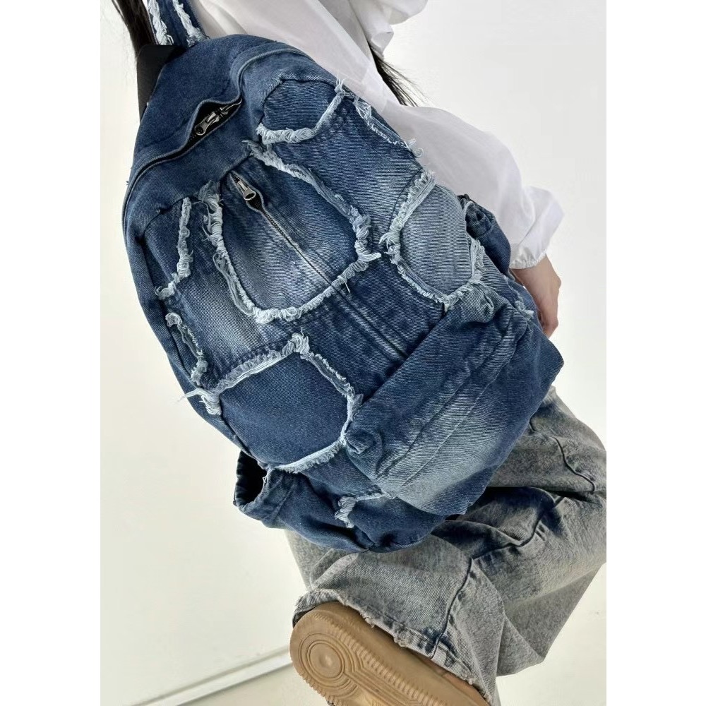 牛仔鬚布後背包-細節圖5