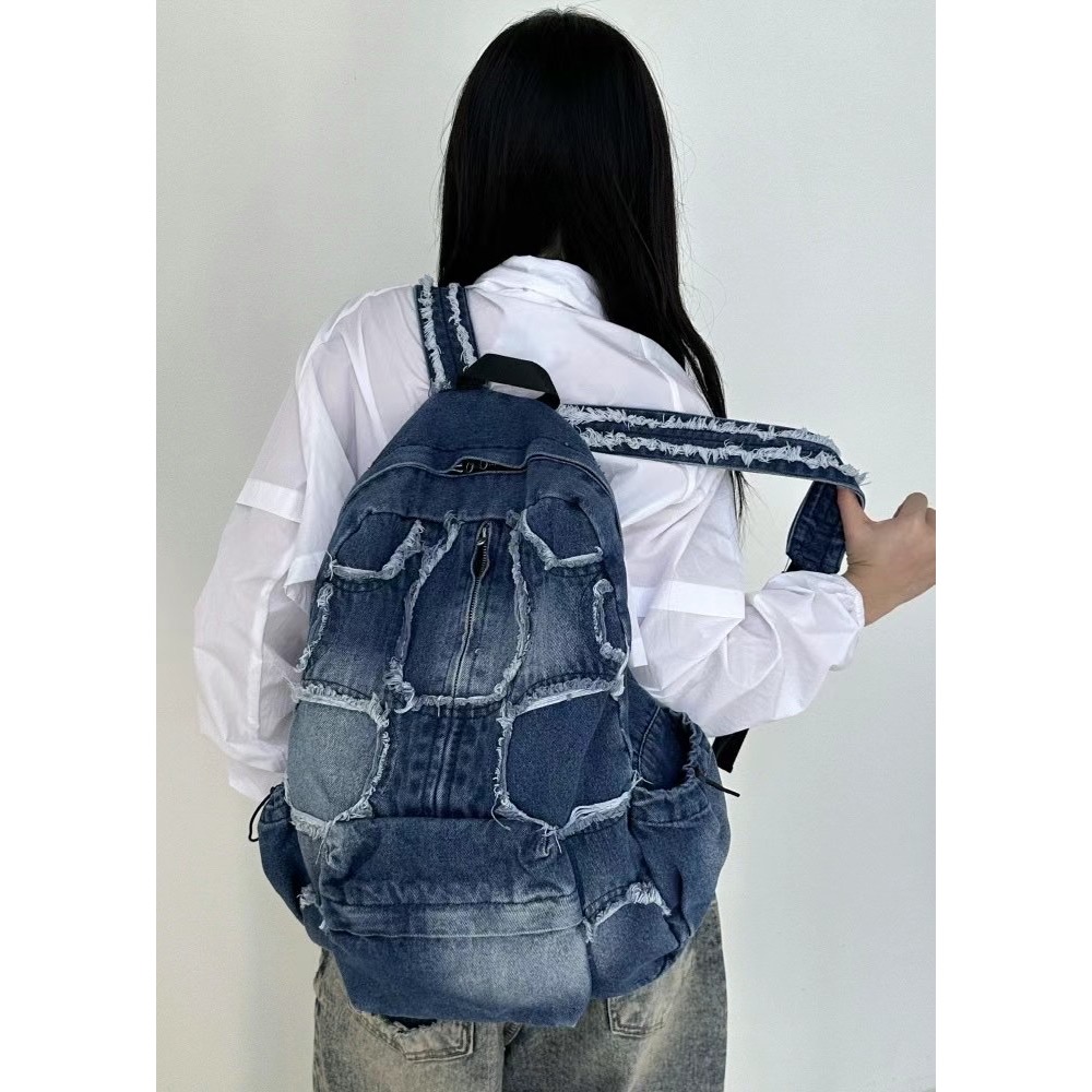 牛仔鬚布後背包-細節圖6
