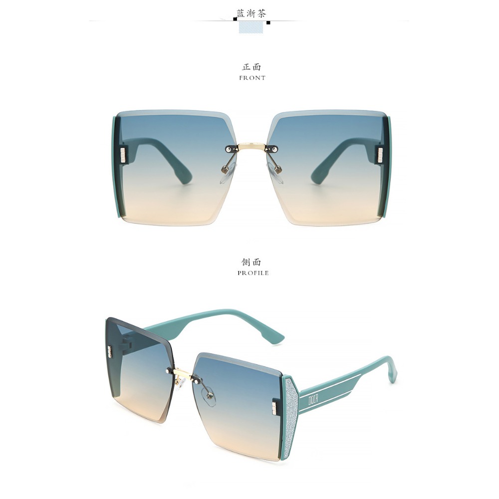 2023新款時尚 無框女款 太陽眼鏡 抖音直播 海邊 女士墨镜 網紅同款-規格圖9