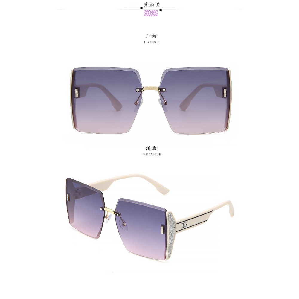 2023新款時尚 無框女款 太陽眼鏡 抖音直播 海邊 女士墨镜 網紅同款-規格圖9