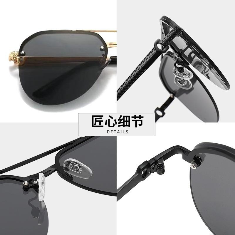 2025 新款 贈送眼鏡盒 飛行員眼鏡 太陽眼鏡 高級感 開車 墨鏡 金屬無框 防紫外線 抖音爆品 小紅書同款-細節圖2