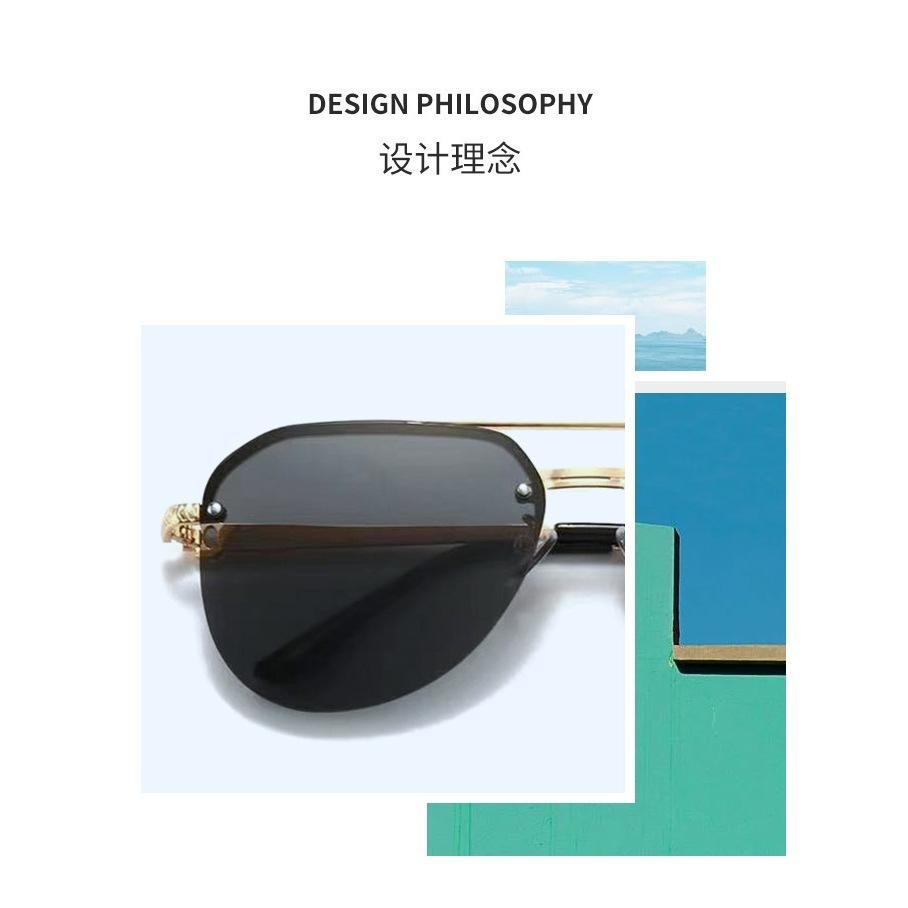 2025 新款 贈送眼鏡盒 飛行員眼鏡 太陽眼鏡 高級感 開車 墨鏡 金屬無框 防紫外線 抖音爆品 小紅書同款-細節圖4