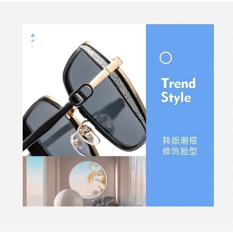 新款 2025 時尚 贈送眼鏡盒 墨鏡女 高級感 顯臉小 防紫外線 太陽眼鏡 潮流 復古 開車  海邊 贈送眼鏡盒!-細節圖9