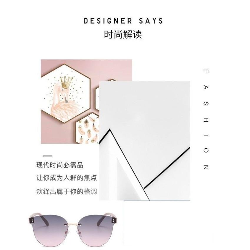 2025 現貨 新款時尚 無框橢圓 附贈眼鏡盒 無框女款 太陽眼鏡 抖音直播 海邊 女士墨镜 網紅同款 附贈眼鏡盒！-細節圖4