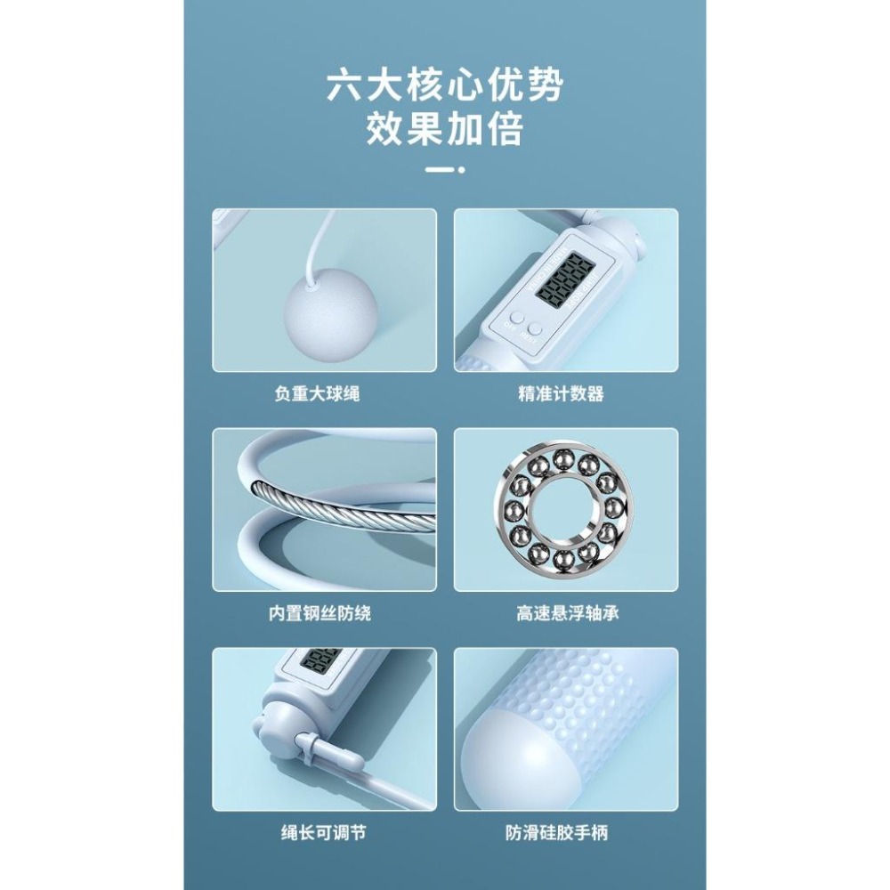 跳繩 電子跳繩 計數跳繩 無繩跳繩 負重球 爆汗跳繩 智能跳繩 空氣條繩 負重球 運動 健身 健身跳繩-細節圖6