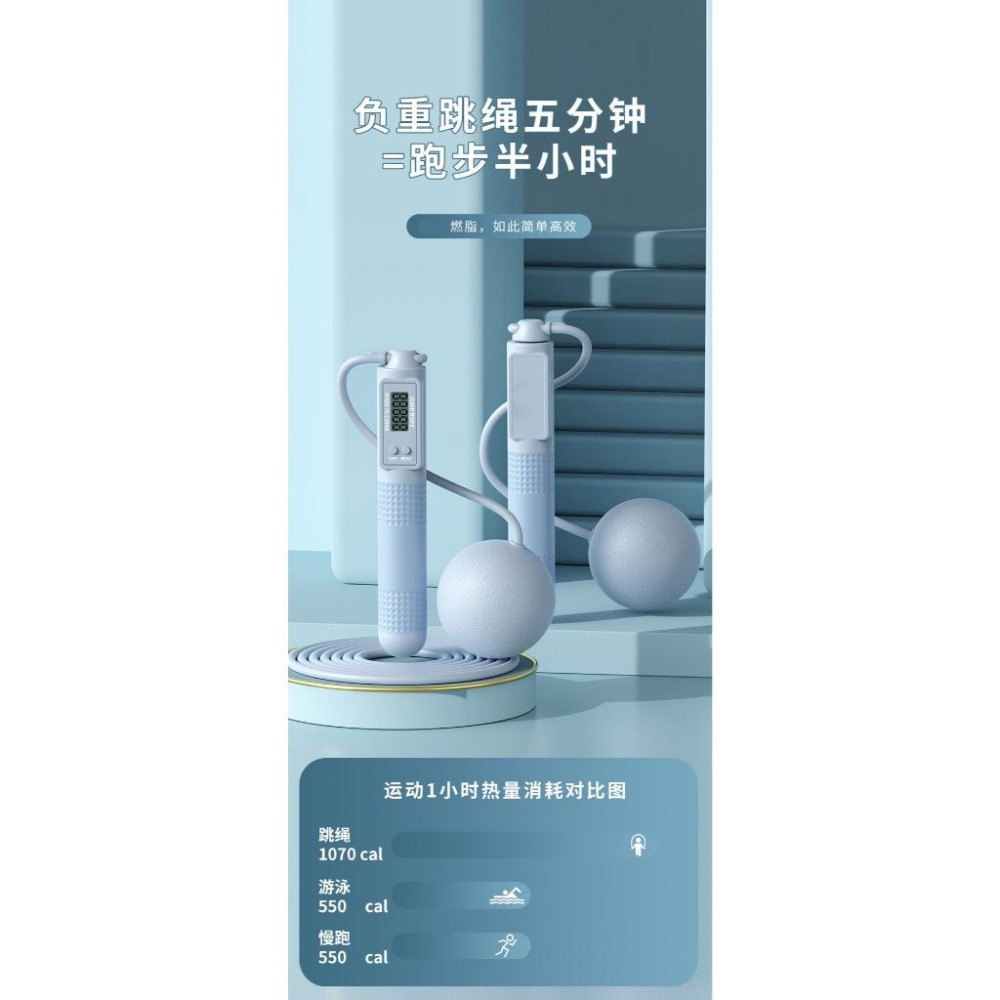 跳繩 電子跳繩 計數跳繩 無繩跳繩 負重球 爆汗跳繩 智能跳繩 空氣條繩 負重球 運動 健身 健身跳繩-細節圖7