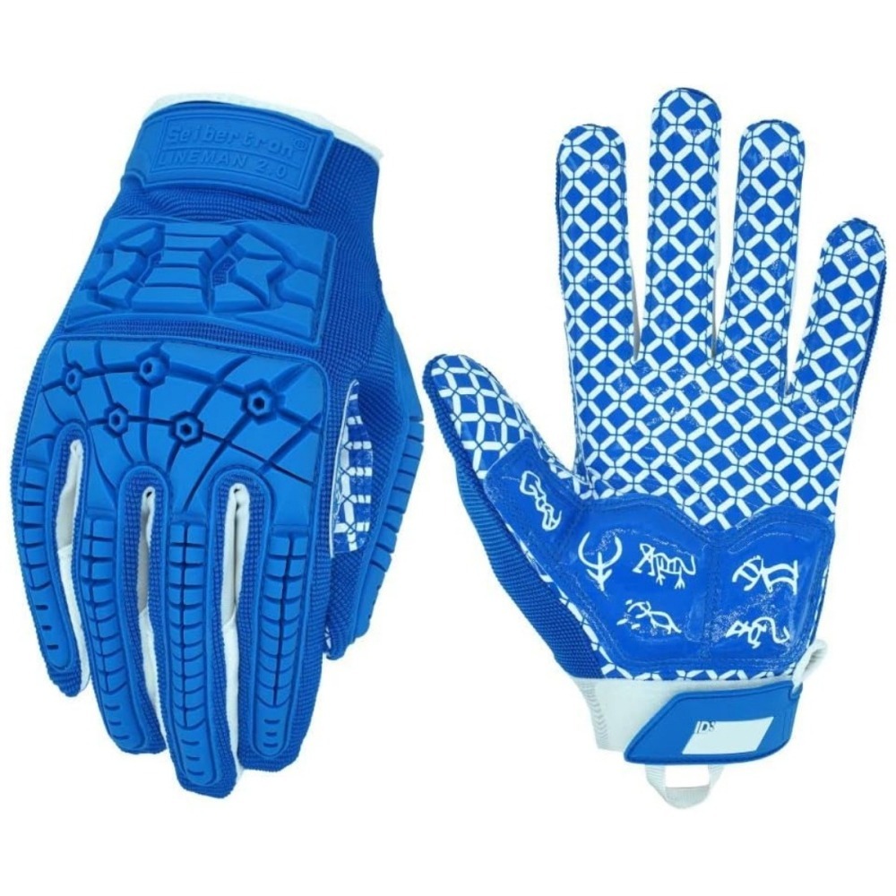 手選 Seibertron 成人-藍色 橄欖球 美式足球 前鋒手套 | 足球手套 防護手套 外接手套 防撞 耐磨 防滑-細節圖2