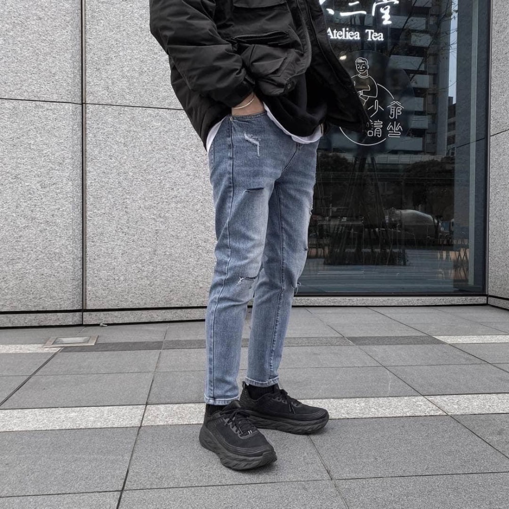 高磅數超強多刀割淺藍牛仔褲-細節圖6