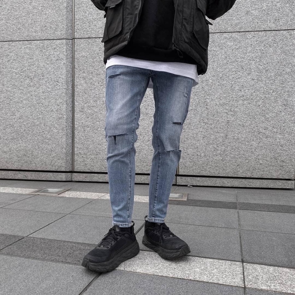 高磅數超強多刀割淺藍牛仔褲-細節圖8