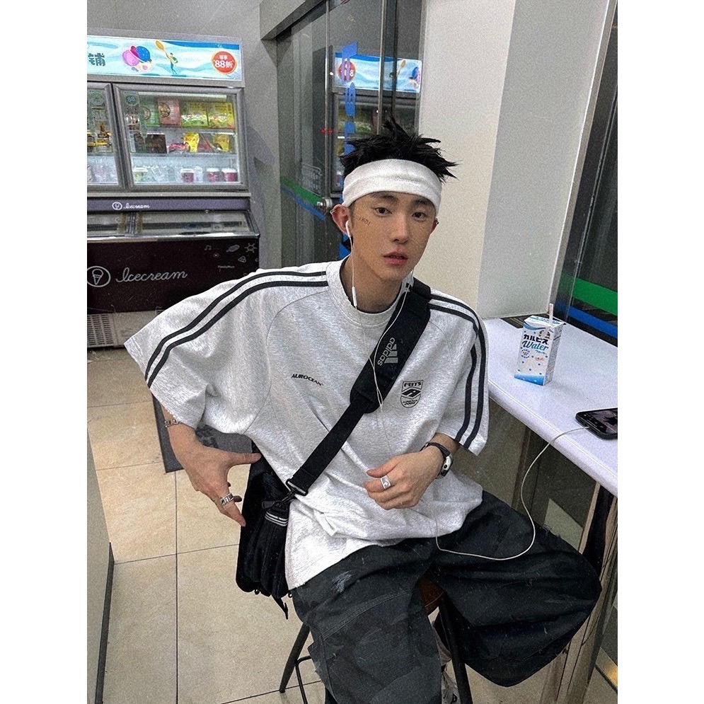 美式撞色線條刺繡短T-細節圖4