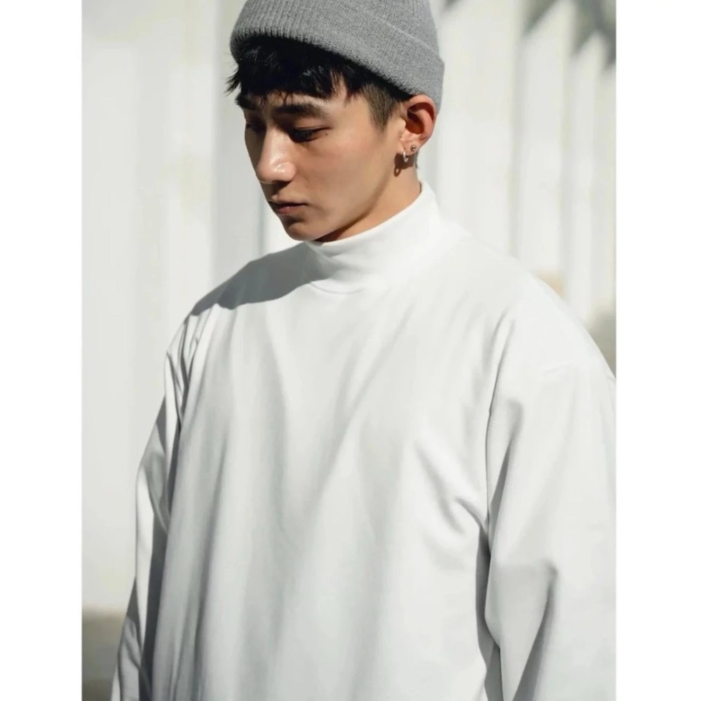 半高領款#【300克德絨】天花板級別   雙面絨 半高領德絨打底衫長袖T恤 衛衣 男女款-細節圖2