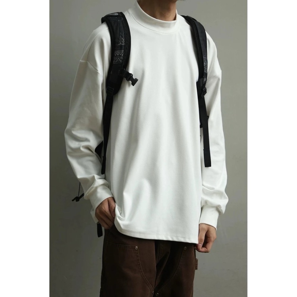 半高領款#【300克德絨】天花板級別   雙面絨 半高領德絨打底衫長袖T恤 衛衣 男女款-細節圖4