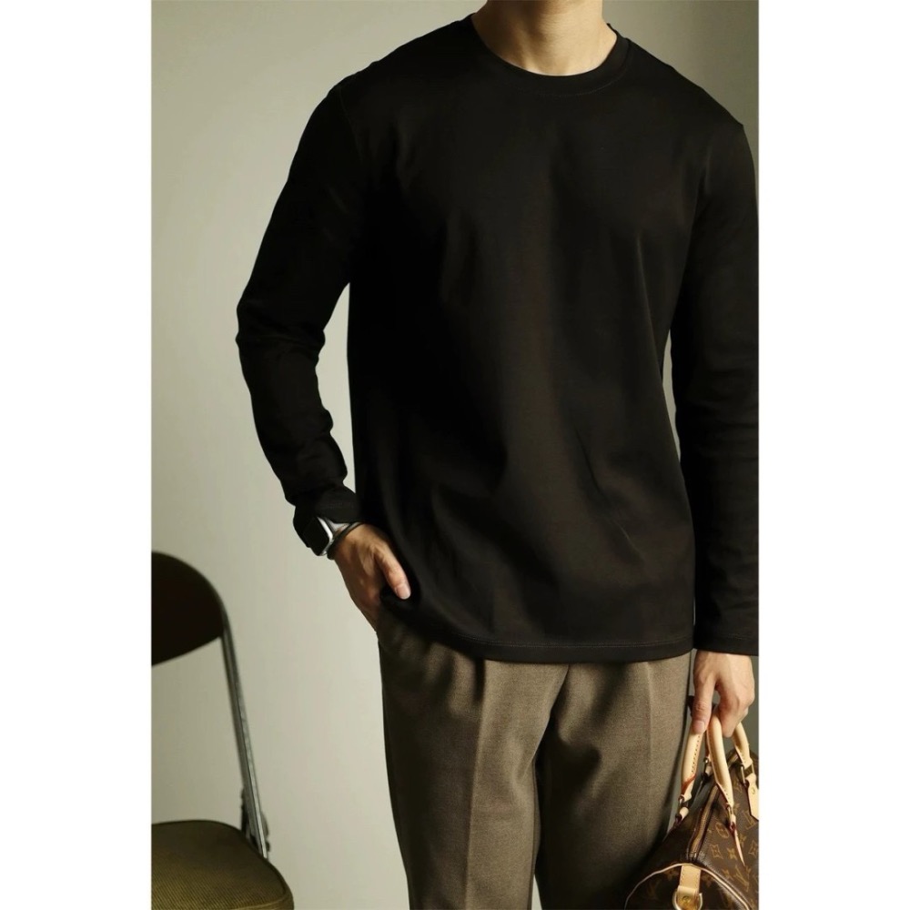 半高領款#【300克德絨】天花板級別   雙面絨 半高領德絨打底衫長袖T恤 衛衣 男女款-細節圖5