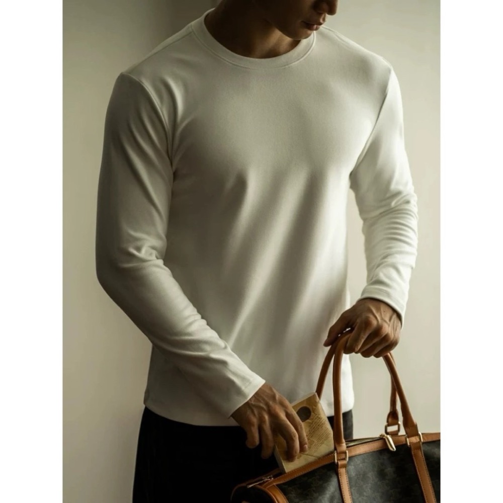 半高領款#【300克德絨】天花板級別   雙面絨 半高領德絨打底衫長袖T恤 衛衣 男女款-細節圖6
