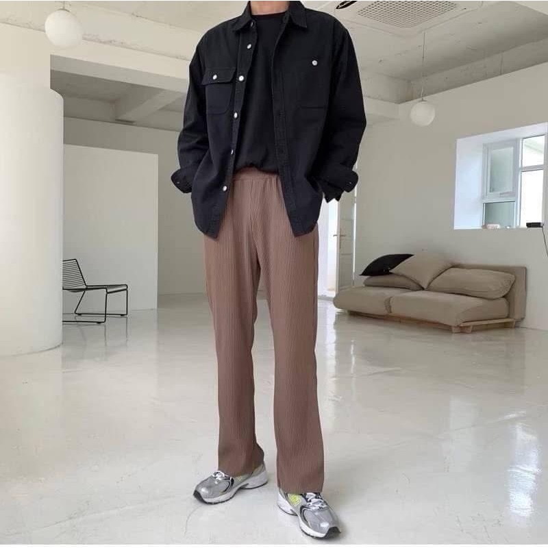 韓國素面高磅休閒軍裝風長襯衫-細節圖2