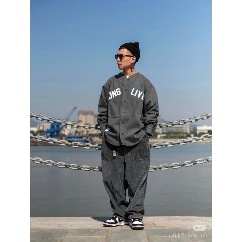 WTAPS 西山徹 貼布繡字母 無領襯  衫棒球服外套男女款-細節圖2